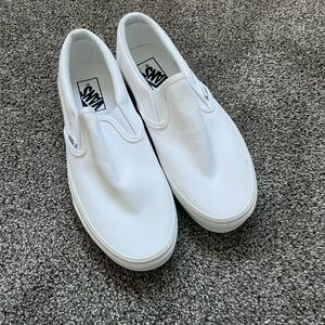 Vans White Slip-On Canvas Loafers
